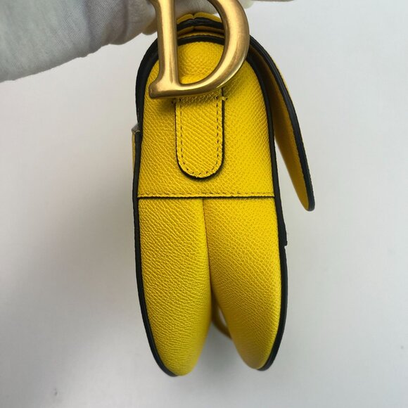 Yellow Christian Dior Saddle Bag With Gold Hardware - Picture 7 of 15